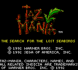 Taz-Mania - The Search for the Lost Seabirds (USA, Europe) Title Screen
